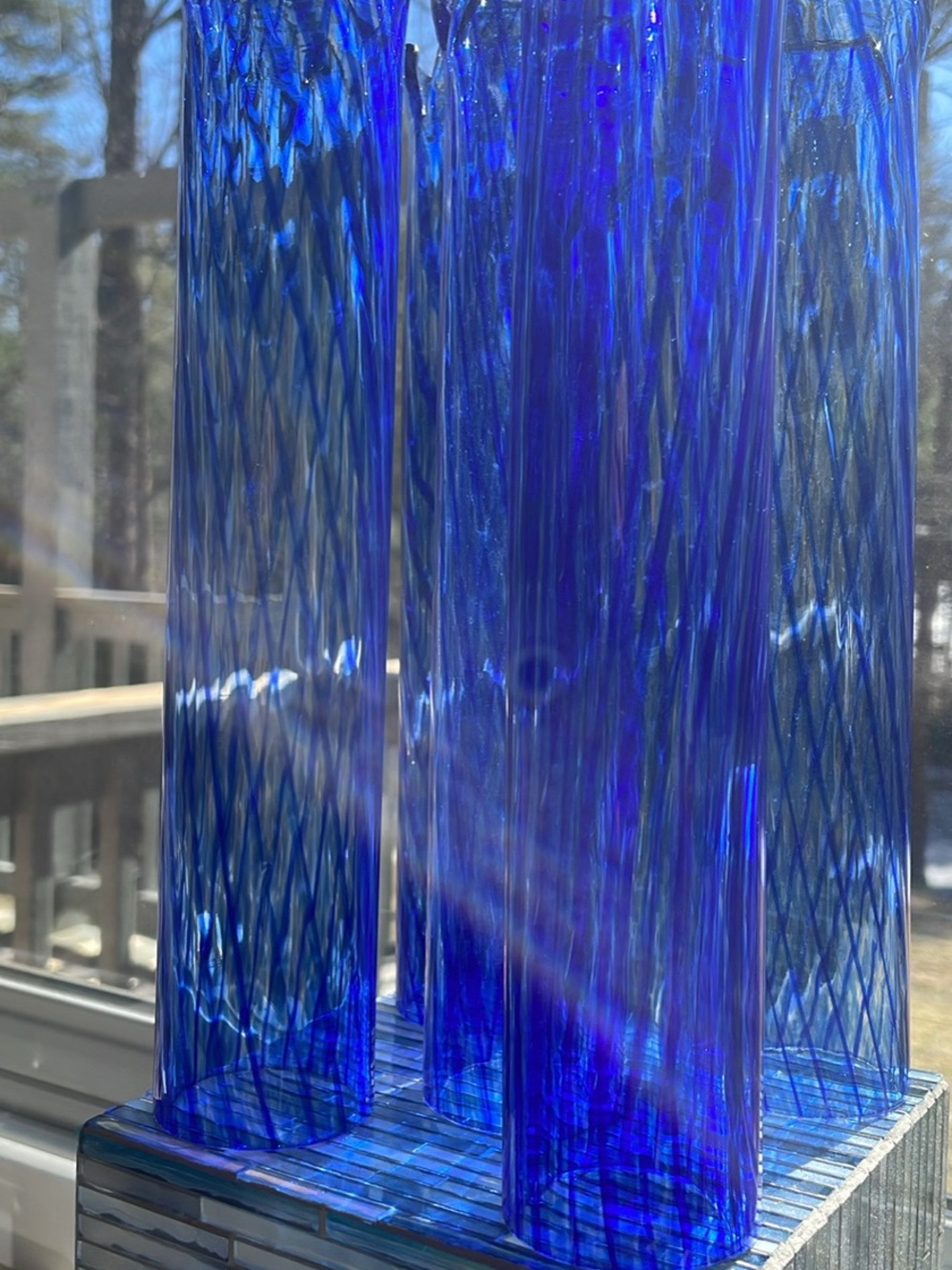 ❤️5 Handblown Fluted Art Glass – Deep Cobalt Decorative Accent - Picture 5 of 7